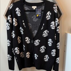 POL Black and White Skull Cardigan